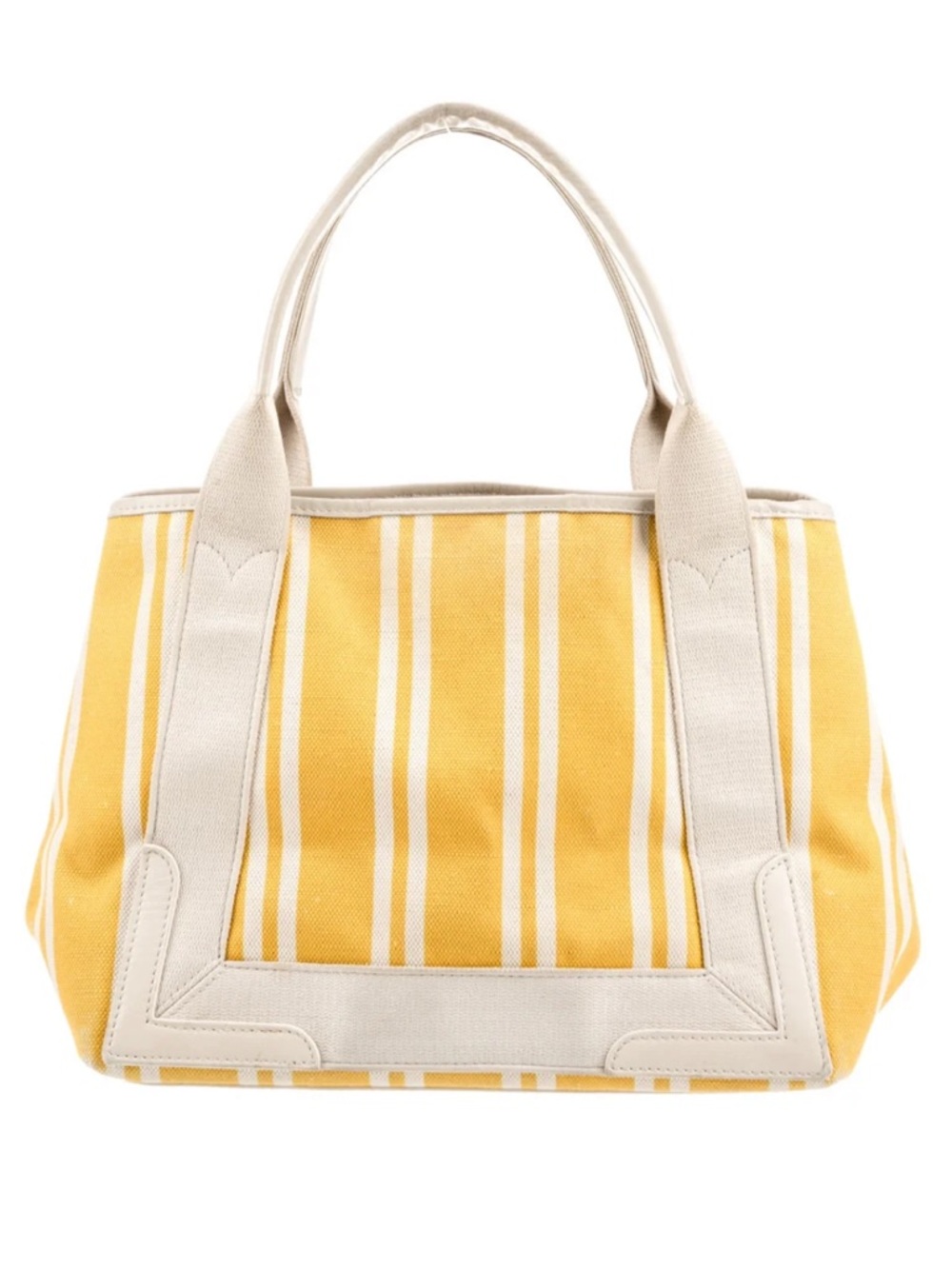 Balenciaga Yellow and Cream Striped Canvas Tote - Picture 3 of 4